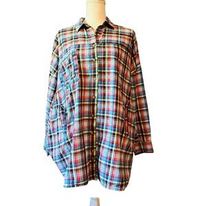 Urban Outfitters Multicolor Plaid Button Down Oversized Shirt Women’s Size XS